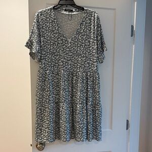 Floral Black and White Mini Dress